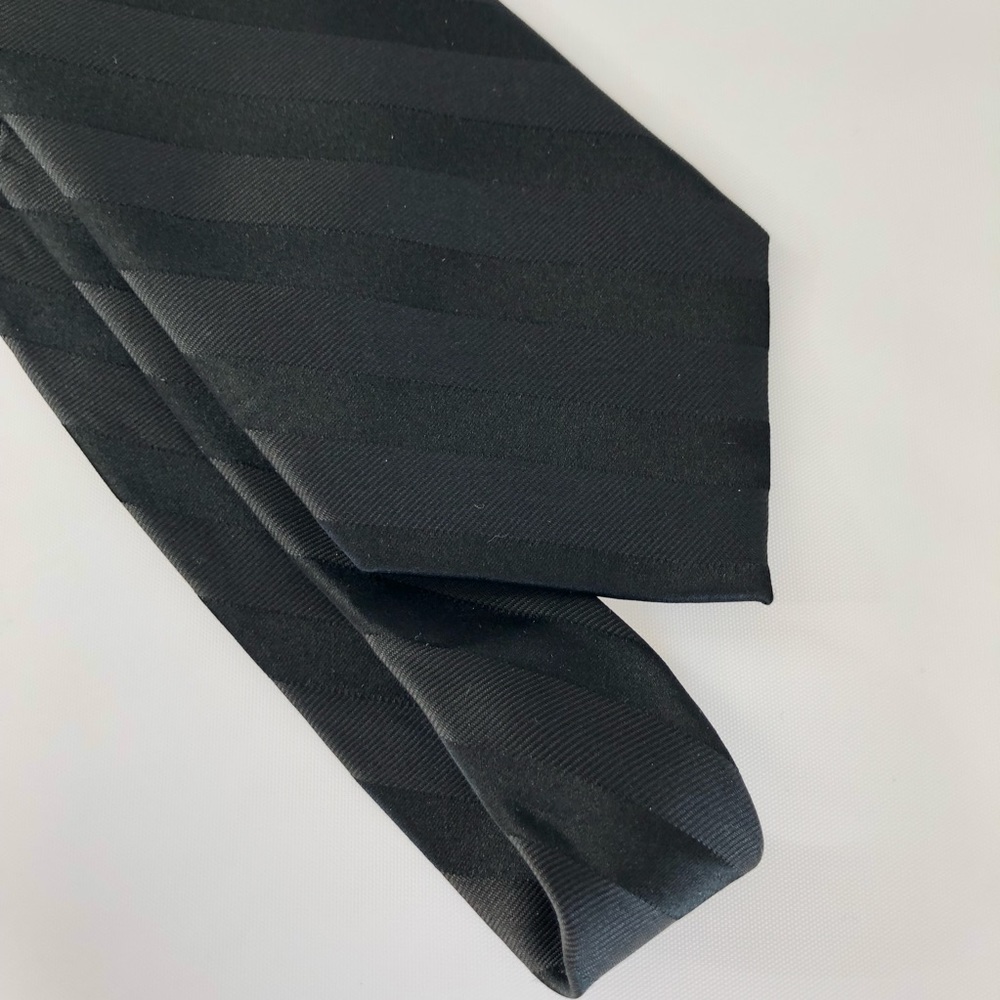 Men’s Black with Black Diagonal Stripe Silk Tie